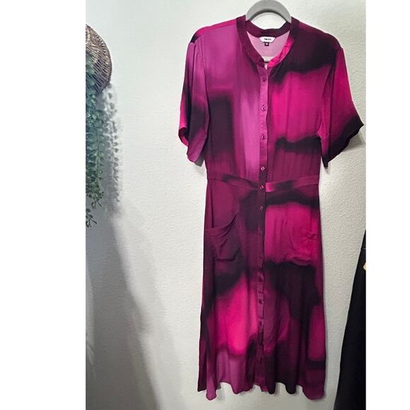 The Kit. Cobie Shirtdress Love Haze Lightweight Crepe Button Down Pink Sz 10 Md - Picture 8 of 10